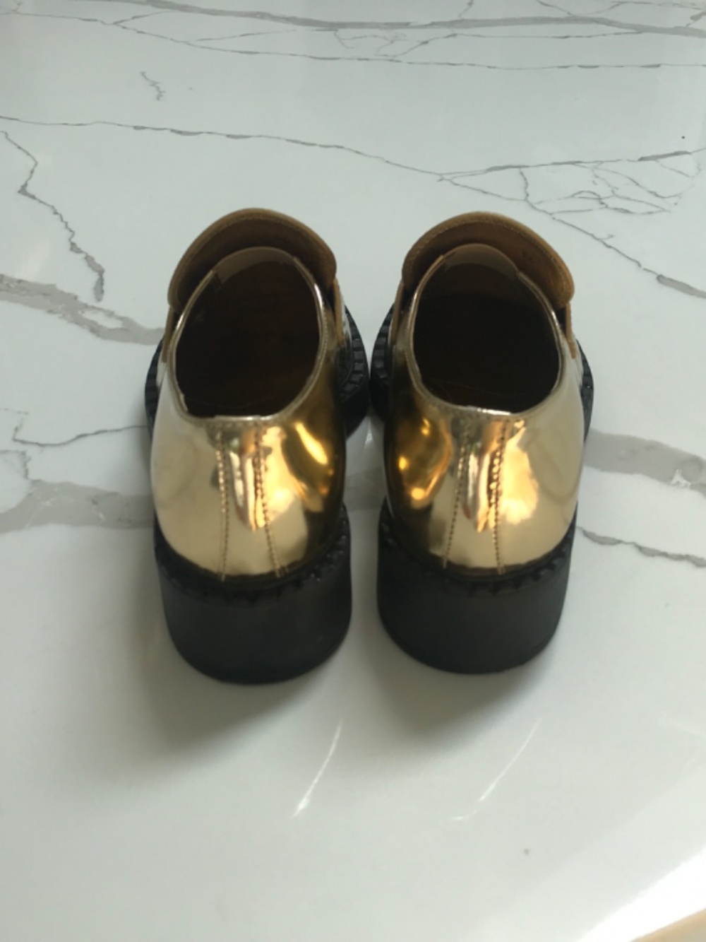 Prada Metallic Gold Loafers Sz 36 - Picture 3 of 10